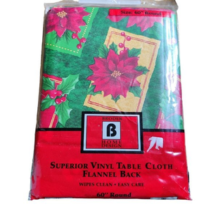 Broder Home Design Superior Vinyl Table Cloth Flannel Back‎ 60" Round